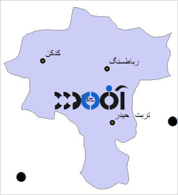 شیپ فایل شهرهای شهرستان تربت حیدریه به صورت نقطه ای