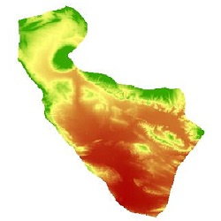 نقشه مدل رقومی ارتفاعی (DEM) شهرستان فسا (واقع در استان فارس)