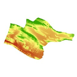 نقشه مدل رقومی ارتفاعی (DEM) شهرستان  قیر و کارزین (واقع در استان فارس)