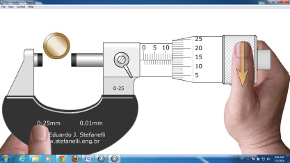 شبيه سازي و آموزش میکرومتر 25-0 میلیمتری با دقت 0.01 میلی با استفاده از Flash Player