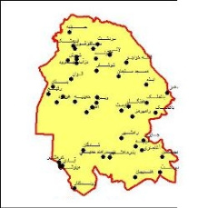 شیپ فایل شهرهای استان خوزستان به صورت نقطه ای
