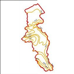 نقشه ی منحنی های هم تبخیر استان اردبیل