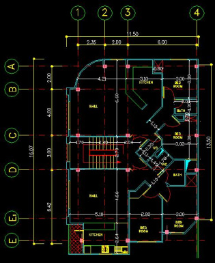 پلان معماري ساختمان مسكوني 185 متري