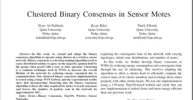 ترجمه مقاله با عنوان توافق باینری خوشه ای در شبکه های حسگر بی سیم