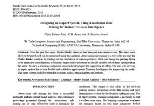 مقاله ترجمه شده طراحی یک سیستم خبره با استفاده از استخراج قوانین انجمنی برای دستیابی به هوش تجاری