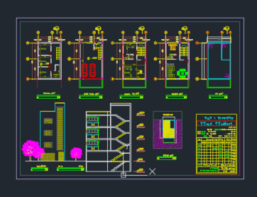 نقشه های کامل اتوکد ساختمان مسکونی 3 طبقه