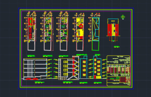 نقشه های کامل اتوکد ساختمان مسکونی 4 طبقه