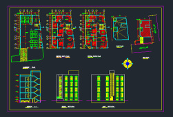 نقشه های اتوکد ساختمان مسکونی 4 طبقه 8 واحده پارکینگی به همراه فایل پاورپوینت ضوابط و قوانین شهرداری