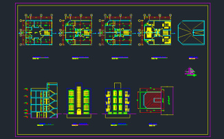 نقشه های اتوکد ساختمان مسکونی 4 طبقه