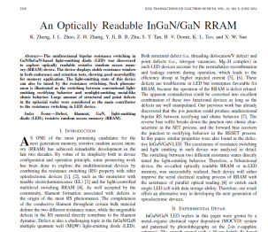 ترجمه مقاله با عنوان یک InGaN/GaN RRAM قابل خواندن نوری به همراه اصل مقاله