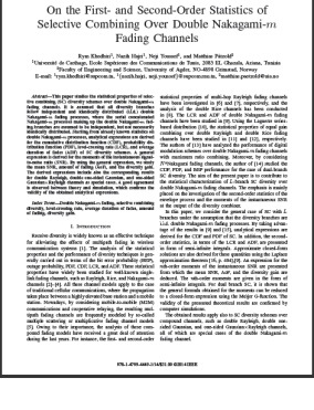 مقاله ترجمه شده با عنوان آمارهای مرتبه اول و دوم از ترکیب انتخابی در طول کانال های محو Nakagami-m