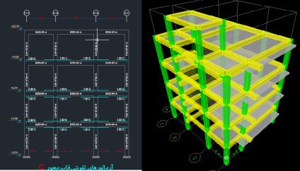 پکیج نقشه سازه ای و معماری ساختمان 3 طبقه به همراه محاسبات ایتبس