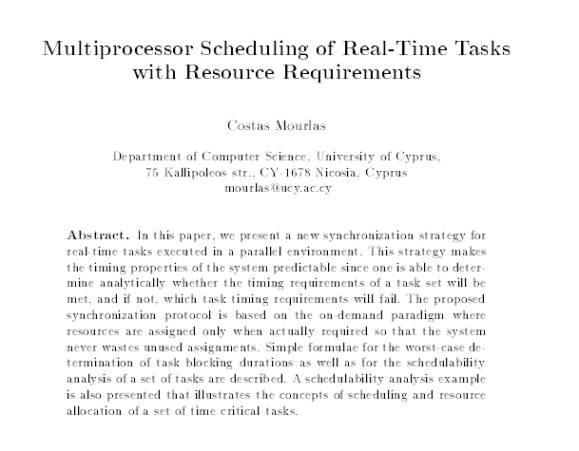 مقاله ترجمه شده با عنوان برنامه ریزی چند پردازنده از وظایف زمان واقعی با منابع موردنیاز
