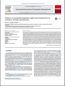 مقاله ترجمه شده با عنوان تاثیر مدیریت زنجیره تامین پایدار در صنعت هتل داری و مهمان نوازی بر نگرش ها