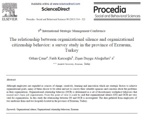 ترجمه مقاله با موضوع رابطه بین سکوت سازمانی و رفتار شهروندی سازمانی، یک بررسی پژوهشی در منطقه ارزروم