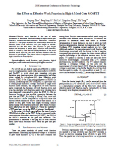 مقاله ترجمه شده با عنوان تاثیر اندازه بر تابع کار موثر در فلز گیت high-k در MOSFET