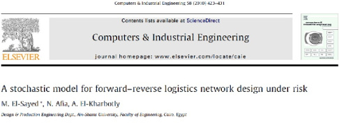 مقاله ترجمه شده یک مدل تصادفی برای طراحی شبکه لجستیکی با جریان رو به جلو و بازگشت تحت ریسک