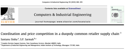 مقاله ترجمه شده هماهنگی و رقابت قیمت در زنجیره تأمین خرده فروشان  مشترک دوطرفه