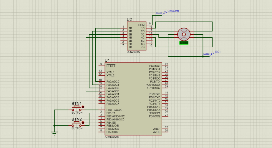 کدنویسی و شبیه سازی استپر موتور stepper motor در نرم افزار Proteus