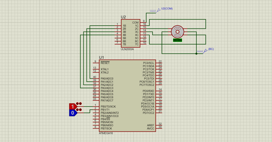 کدنویسی و شبیه سازی استپر موتور (stepper motor) با دستور Shift در نرم افزار Proteus