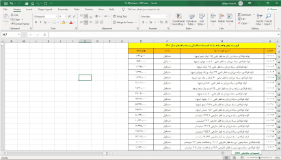 فایل اکسل فهرست بهای مکانیک 1401