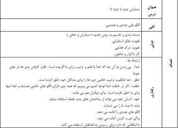 طرح درس ریاضی دوم موضوع شمارش چند تا چند تا