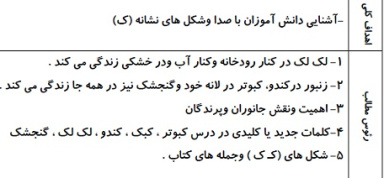 طرح درس بخوانیم موضوع لک لک پایه اوّل