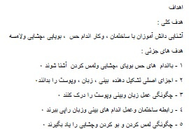 طرح درس علوم موضوع بوییدن و چشیدن و لمس کردن پایه پنجم