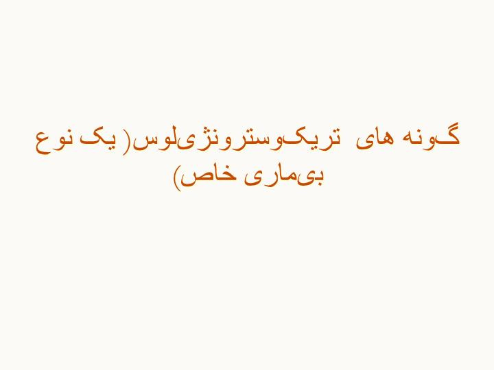 دانلود پاورپوینت پاورپوینت گونه های تریکوسترونژیلوس(یک نوع بیماری خاص)