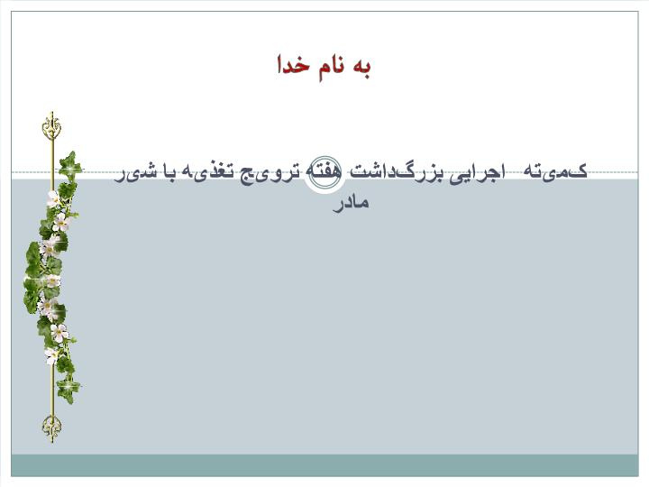 پاورپوینت کمیته اجرایی بزرگداشت هفته ترویج تغذیه با شیر مادر