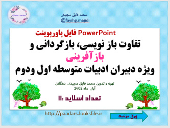 PowerPoint          فایل پاورپوینت  تفاوت باز نویسی، بازگردانی و بازآفرینی ویژه دبیران ادبیات متوسط