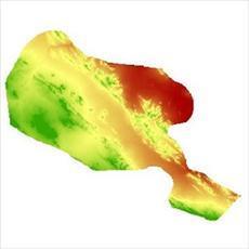نقشه مدل رقومی ارتفاعی (DEM) شهرستان آباده (واقع در استان فارس)