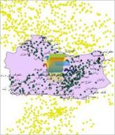 شیپ فایل نقطه ای روستاهای شهرستان خوی واقع در استان آذربایجان غربی