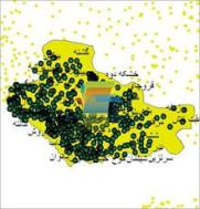 شیپ فایل نقطه ای روستاهای شهرستان بانه واقع در استان کردستان