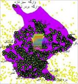 شیپ فایل نقطه ای روستاهای شهرستان اندیکا واقع در استان خوزستان