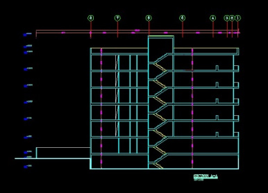فایل اتوکد برش معماری آپارتمان مسکونی 5 طبقه کامل رد شده از پله قابل ویرایش