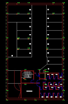 فایل اتوکد پلان معماری زیر زمین سوم مجتمع مسکونی 4 طبقه , هر طبقه 4 واحد با مبلمان کامل قابل ویرایش