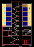 فایل اتوکد برش مجتمع مسکونی 4 طبقه رد شده از پله کامل قابل ویرایش