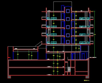 فایل اتوکد برش مجتمع مسکونی 4 طبقه کامل قابل ویرایش