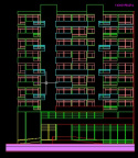 فایل اتوکد نما مجتمع مسکونی 8 طبقه , هر طبقه 3 واحد کامل قابل ویرایش