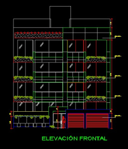 فایل اتوکد نما آپارتمان مسکونی 4 طبقه 8 واحدی با کد ارتفاعی کامل قابل ویرایش