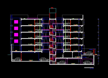 فایل اتوکد برش آپارتمان مسکونی 5 طبقه با کد ارتفاعی کامل قابل ویرایش
