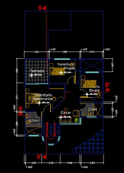 فایل اتوکد پلان معماری طبقه اول منزل مسکونی 2 طبقه با اندازه گذاری و مبلمان کامل قابل ویرایش