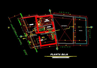 فایل اتوکد پلان معماری طبقه همکف آپارتمان مسکونی 5 طبقه با اندازه گذاری کامل قابل ویرایش