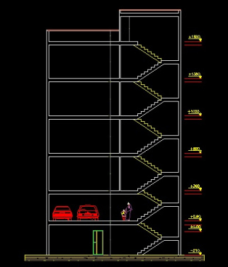 فایل اتوکد برش آپارتمان مسکونی 5 طبقه رد شده از پله کامل قابل ویرایش