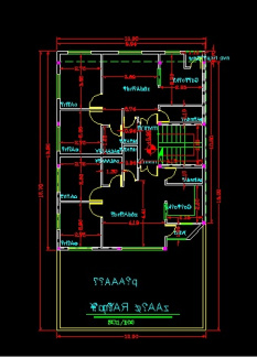 فایل اتوکد پلان معماری طبقه دوم آپارتمان مسکونی 4 طبقه با اندازه گذاری کامل قابل ویرایش