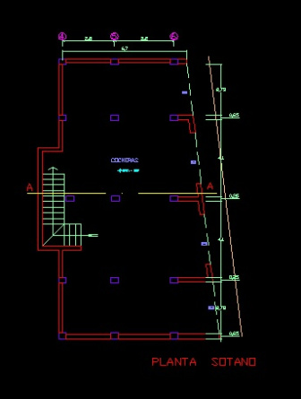 فایل اتوکد پلان معماری طبقه زیر زمین آپارتمان مسکونی 4 طبقه با اندازه گذاری کامل قابل ویرایش