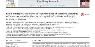 پروژه روانپزشکی -مقاله  ترجمه شده : Rapid antidepressant effects of repeated doses of ketamine compared with electroconvulsive therapy in hospitalized patients with major depr