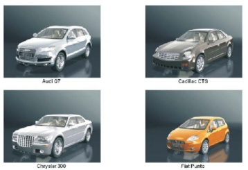 آبجکت 3D  چهار مدل اتومبیل مختلف همراه با تکسچر و متریال با فرمت OBJ (مجموعه s2)