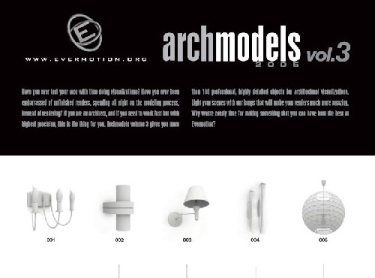 دانلود پک کامل ARCH MODELS VOL.3 شامل انواع چراغ های دیواری ، سقفی و پایه دار مناسب رندر های داخلی